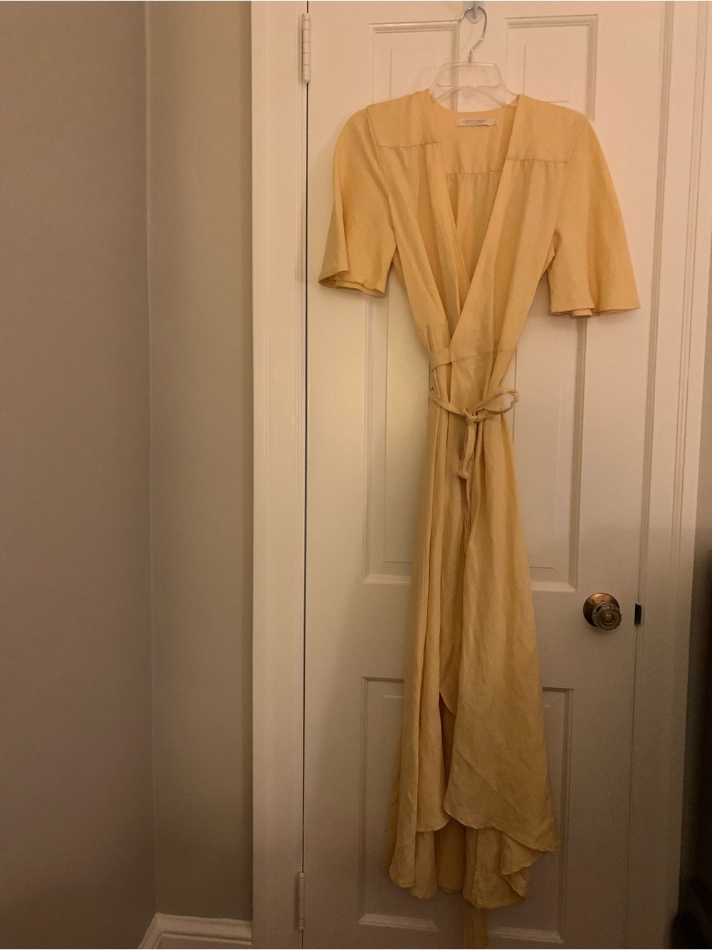 Christy Dawn Pale Yellow Wrap Dress with Tie Waist